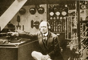 Guglielmo Marconi in the Wireless Cabin of His Yacht, Elettra